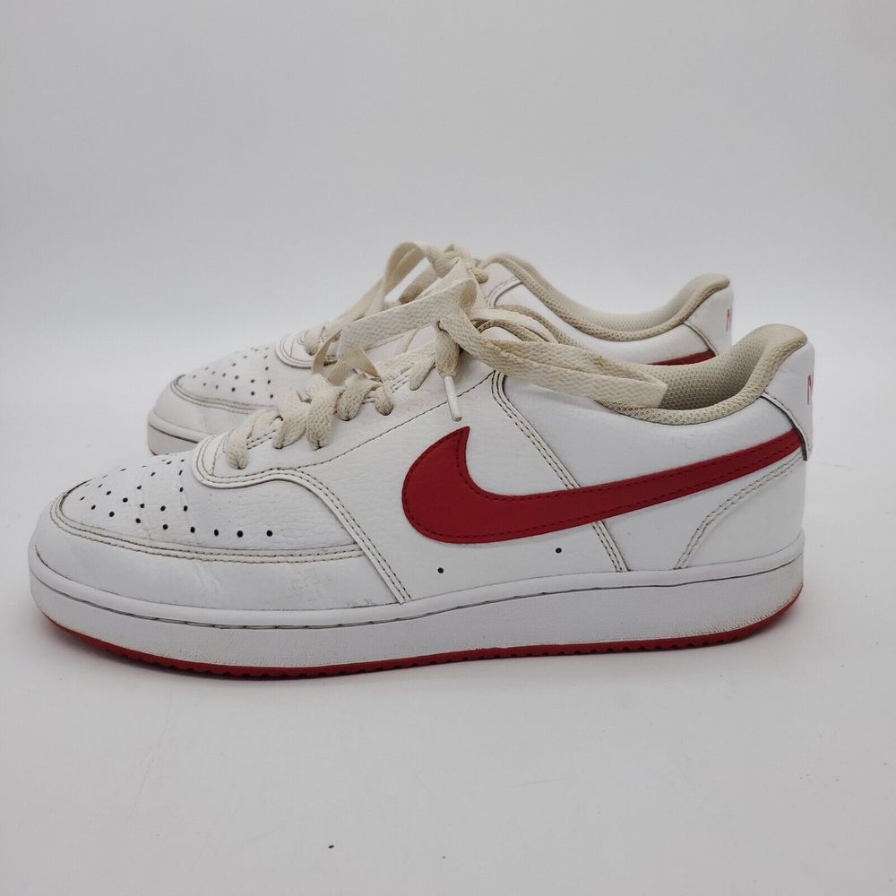 Nike Womens Court Vision Low CD5434-101 White Red Casual Shoes Sneakers Size 10